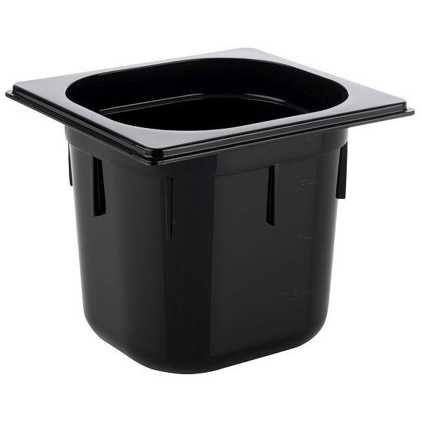 APS GN 1/6 Behälter, 17,6 x 16,2 cm, Tiefe: 150 mm, Polycarbonat, schwarz, 2,2 Liter, 82078