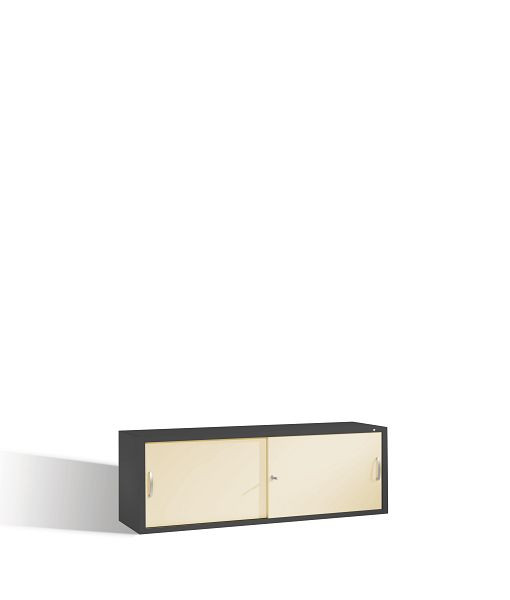 C+P Aufsatzschrank Acurado, H500xB1600xT400mm, Farbe: Schwarzgrau / Perlweiß, Bügelgriff, 1 OH, 2144-00 S10085