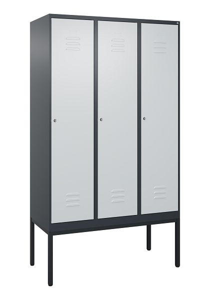 C+P Umkleidespind Classic PLUS, Gestell, 3 Abteile, 2120x1200x500mm, 7016/7035, Zylinderschlösser, 0800307-32 S10028