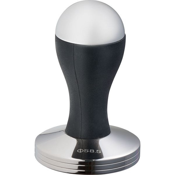 Stalgast Tamper aus Edelstahl, mit schwarzem Griff, Ø 58 mm, 90 mm Höhe, CB0199002