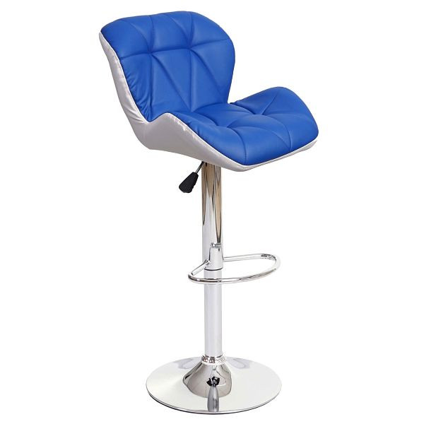 Mendler Barhocker HWC-A92, Barstuhl Tresenhocker, höhenverstellbar Kunstleder, blau, 74260