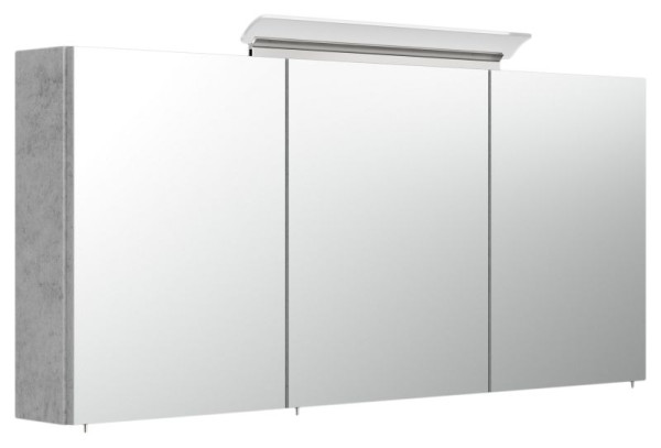 Posseik Spiegelschrank 140cm inkl. Design LED-Lampe und Glasböden beton, 140 x 62 x 17 cm, PSPS140CM1000216DE