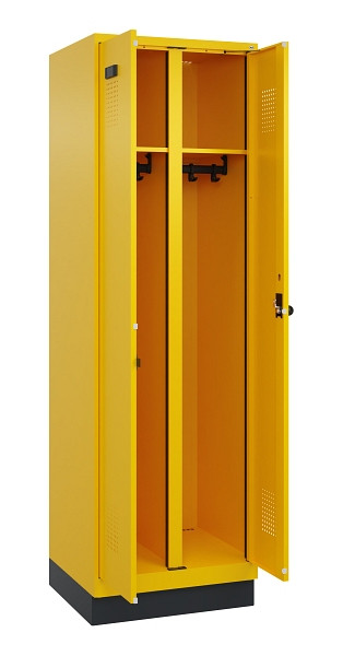 C+P Schwarz-Weiß-Spind Evolo PLUS, mit Sockel, 2 Abteile, 1950x600x500mm, 1023/1, Drehriegel, 049022-20 S10022