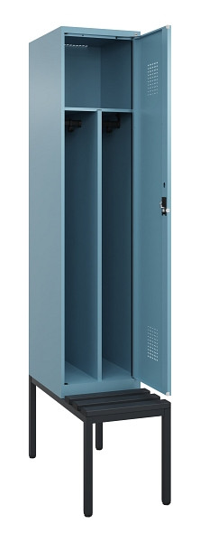 C+P Spind Evolo PLUS, 1 Abteile, 2120x400x815mm, 0010/0010, Haken 4, Zylinderschloss, Sitzfläche Kunststoff, Sitzbank, Trennwand, 0490507-12F S10101