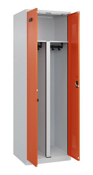 C+P PSA Schwarz-Weiß-Spind Evolo PLUS, 2 Abteile, 1850x600x500mm, 7035/2004, Zylinderschloss, 049002-20P S10029