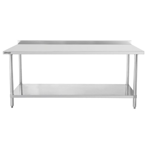 Casselin Edelstahl Arbeitstisch 700 mit Rückwand und Regal 1.200 mm, C7TTDE120