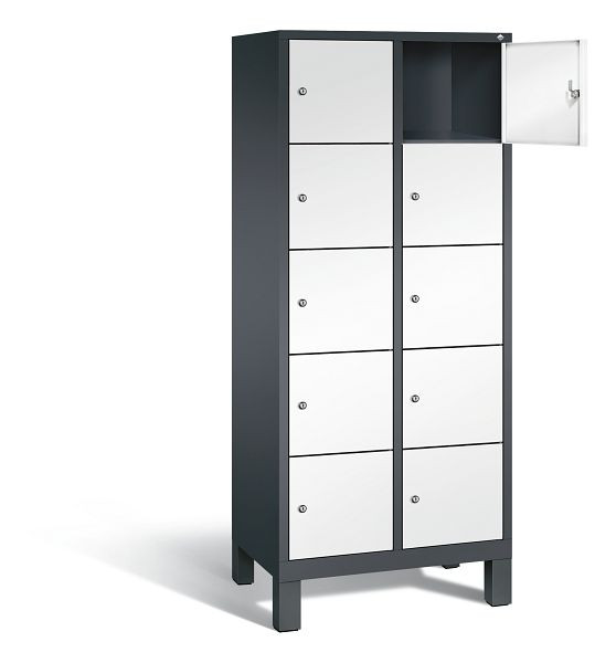 C+P Schließfachschrank Evolo, H1850xB810xT500mm, Farbe: Schwarzgrau / Verkehrsweiß, 48010-225 S10074