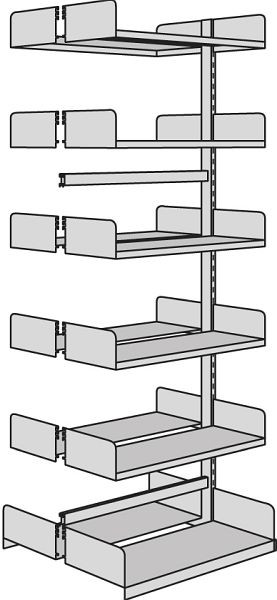 Kerkmann Freiarm-Regal Univers, B 1000 x T 300 x H 2250 mm, lichtgrau, 52859411