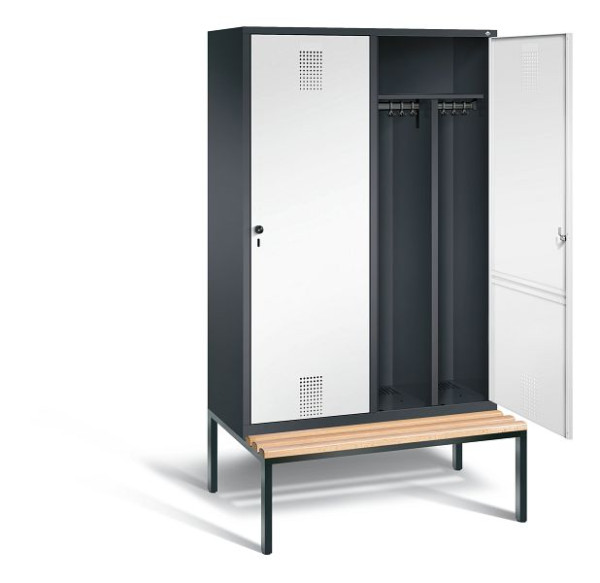 C+P Schwarz-Weiss-Spind Evolo, H2090xB1190xT500mm, Farbe: Schwarzgrau / Verkehrsweiß, 48250-40 S10102