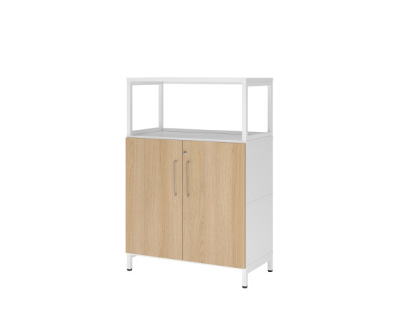 Hammerbacher Regal/Türen, 3OH, Sockel, weiß/eiche, VFW38T2RU/W/E/BS