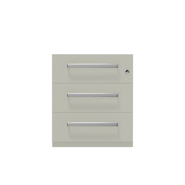 Bisley Rollcontainer Note™, 3 Schubladen, Tiefe 775 mm, Designgriff, 673 gänsegrau, NWH79M7BBB673