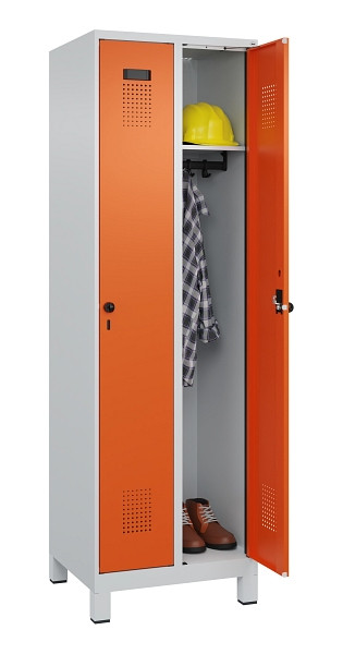 C+P Spind Evolo PLUS, mit Füßen, 2 Abteile, 1950x600x500mm, 7035/2004, Verschluss Drehriegel, Ablageböden 2, 049010-20 S10002