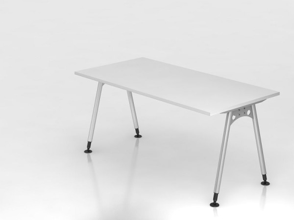 Hammerbacher Schreibtisch A-Fuß 160x80cm, Weiß, Rechteckform, VAS16/W/S