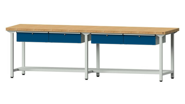 ANKE Werkbänke Arbeitstisch, Modell 195, 2800 x 800 x 850 mm, RAL 7035/5010, BMP 50 mm, 401.482