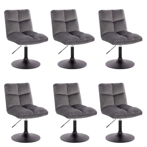 HOME DELUXE Pokerstuhl drehbar 6er Set ACE - Samt Hellgrau, 50860