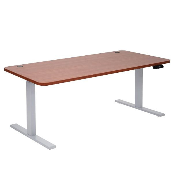 Mendler Schreibtisch HWC-D40, Computertisch, elektrisch höhenverstellbar 160x80cm 53kg, natur, grau, 62771+62766