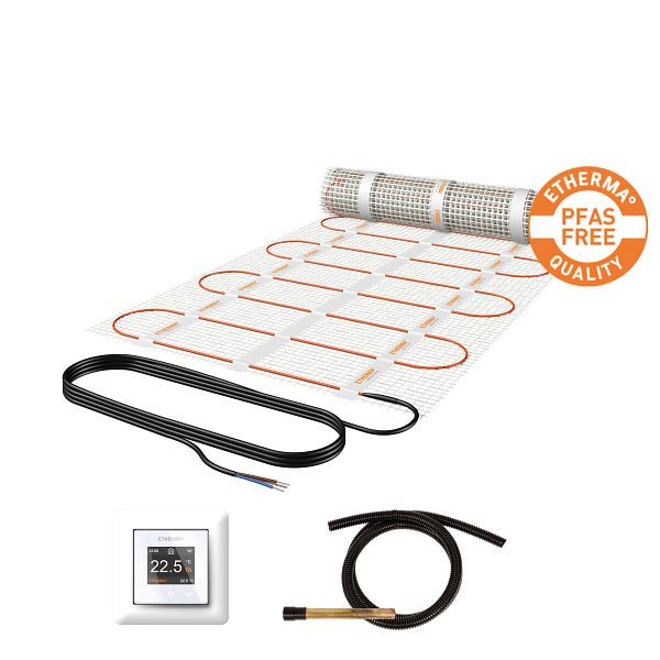 Etherma Netzheizmattenset, 1,0m², 50x200cm, PFAS frei, inkl. eTOUCH PRO, 150W, 230V, 46165