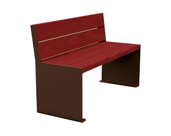 Procity Sitzbank Kube, 1200 mm, Mit Rückenlehne Stahl & Holz Ohne Armlehnen, Mahagoni/RAL 8017, 306380.8017.ACAJ