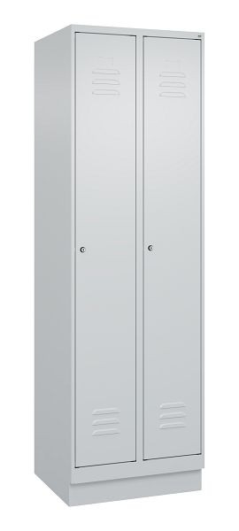 C+P Mehrzweckschrank Classic PLUS, Wäsche-Spind, Sockel, 2 Abteile, 1950x600x500mm, 7035/7035, Zylinderschlösser, 080020-20B S10024