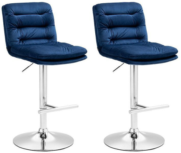 CLP Barhocker Damar Samt chrom, blau, VE: 2 Stück, 325666