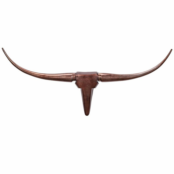 Wohnling Deko Geweih Bull M Bronze 100 cm Aluminium Design Hörner, Wanddekoration Stierkopf Horn Modern, WL1.394