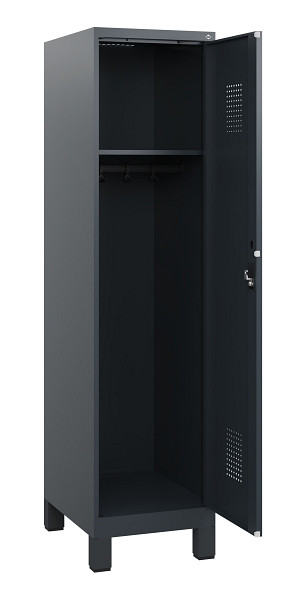 C+P Spind Evolo PLUS, Füße, 1 Abteil, 1630x400x500mm, 7016/7016, Zylinderschloss, 0490105-12 S10043