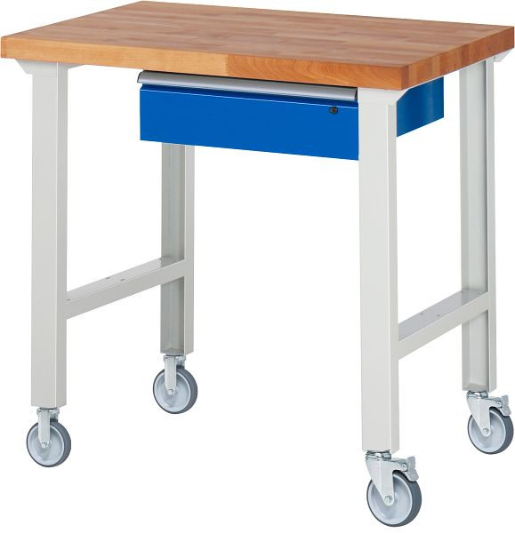 RAU Fahrbare Werkbank 7001A1, 1000x700x1000mm, je 2 Bockrollen und Lenkrollen, 05-7001A1-107B4S22.11