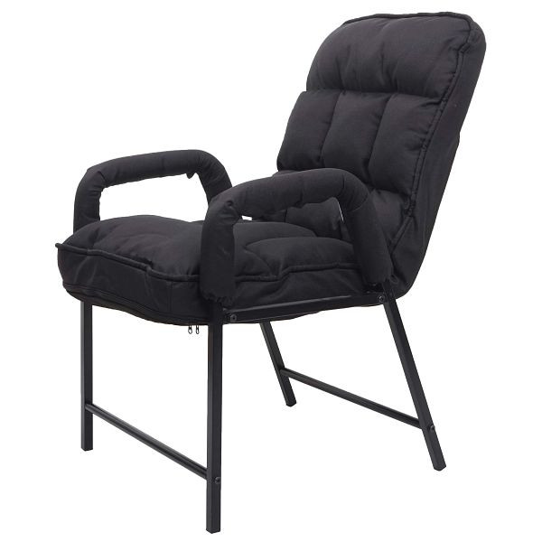 Mendler Esszimmerstuhl HWC-K40, Stuhl Polsterstuhl, 160kg belastbar Rückenlehne verstellbar Metall, Stoff/Textil schwarz, 92134