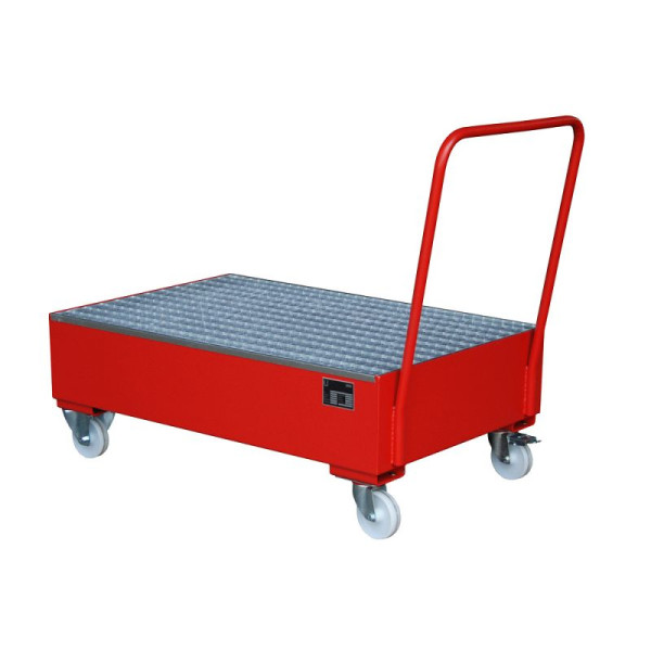 STEIN HGS Fahrbare Auffangwanne Serie 2000, 3mm Stahlblech, für 200l-Fässer, 215 Liter, RAL 3000 feuerrot, lackiert, 2 x 200 Liter Fass, 79206.0008