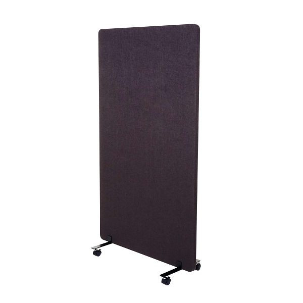 Mendler Akustik-Trennwand HWC-G77, Büro-Sichtschutz Raumteiler Pinnwand, doppelwandig rollbar Stoff/Textil, 147x80cm braun-grau, 71952+71957