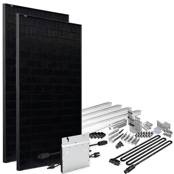 Offgridtec Solar-Direct 820W HM-800 Balkonkraftwerk Full Black Schukosteckdose -15m - Montageset Stockschrauben, 4-01-016030-018