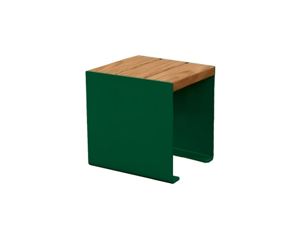 Procity Sitzbank Kube, 450 mm, Stahl & Holz Ohne Rückenlehne, helle Eiche/RAL 6005, 306397.6005.CHEC