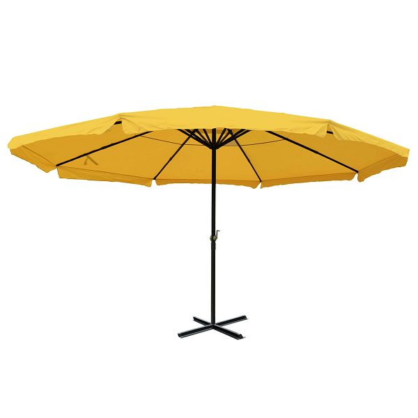 Mendler Sonnenschirm Meran Pro, Gastronomie Marktschirm mit Volant Ø 5m Polyester/Alu 28kg, gelb ohne Ständer, 98323
