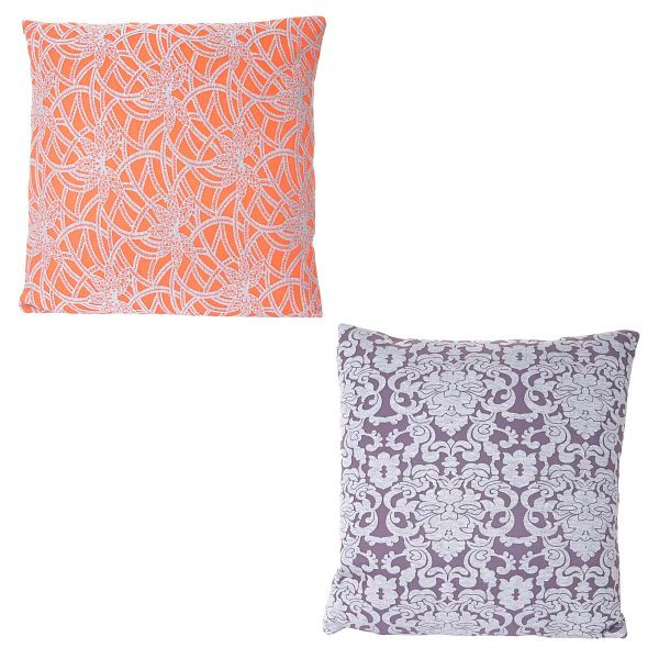 Mendler 2er Set Deko-Kissen Barock + Blumen, Sofakissen Zierkissen mit Füllung 45x45cm, 51874+51880