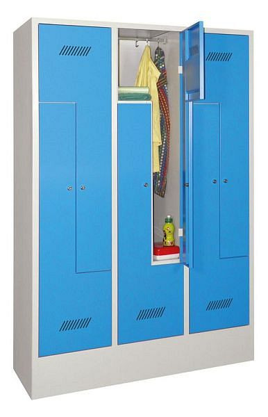 Pavoy Z-Schrank mit Sockel 1850/500/1200, 3 Abteile, Zylinderschloss, Lüftungsschlitze, 60262-612-021-910905