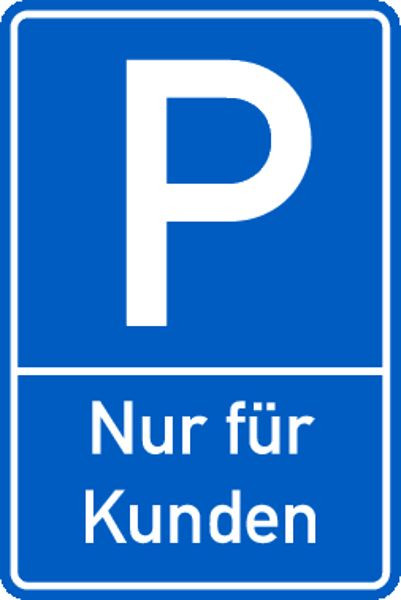 Schilder Klar Parkplatzkennzeichnung P-Nur für Kunden, 400x600x0.6 mm Aluminium geprägt, 1170/54