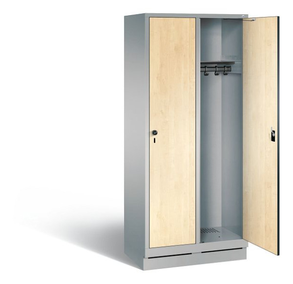 C+P Garderobenschrank Evolo, H1800xB810xT500mm, Farbe: Weißaluminium / Dekor Donau-Ahorn, 48020-22 S10798