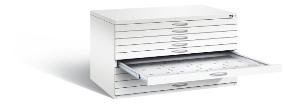 C+P Flachablageschrank Serie 7100_7200, H760xB1350xT960mm, Farbe: Verkehrsweiß, Bügelgriff, 7201-000 S10381