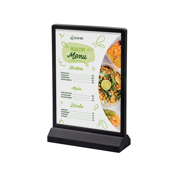 Showdown Displays LED T Aufsteller - A5 Hochformat Schwarz, TA5PBLACKLED