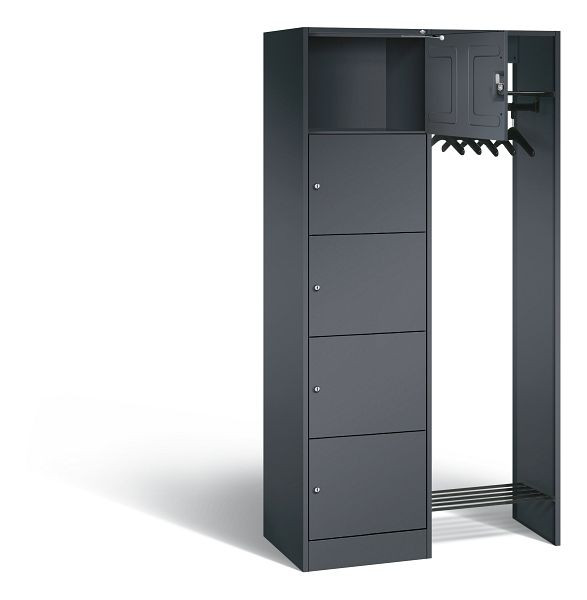 C+P Offene Garderobe Serie 8070, H1950xB960xT480mm, Farbe: Schwarzgrau, 82700-00 S10018