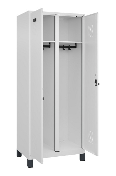 C+P Schwarz-Weiß-Spind Evolo PLUS, mit Füßen, 2 Abteile, 1950x800x500mm, 9016/9, Drehriegel, 049012-22 S10020