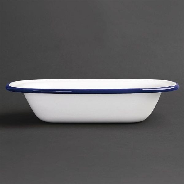 Olympia rechteckige Speiseschale weiß-blau 13,5 x 18cm, VE: 6 Stück, GM511