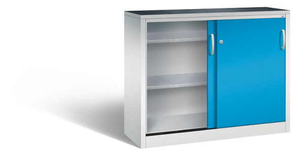 C+P Schiebetürenschrank Acurado, H1000xB1200xT400mm, Farbe: Lichtgrau / Lichtblau, Bügelgriff, 2046-09 S10063