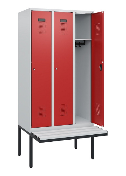 C+P Spind Evolo PLUS, 3 Abteile, 1950x900x815mm, 7035/3000, Zylinderschloss, Material Sitzfläche Kunststoff, 0490405-30 S10084