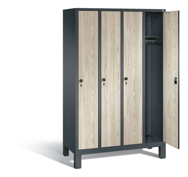 C+P Garderobenschrank Evolo, H1850xB1190xT500mm, Farbe: Anthrazitgrau / Dekor Sen-Esche, 48010-40 S10756