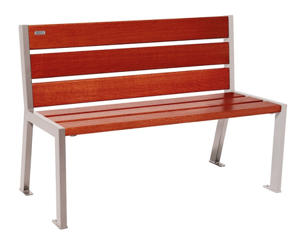 Procity Sitzbank Silaos 6 Holzlatten, 1200 mm, Ohne Armlehne, Holz & Stahl, Mahagoni/RAL 7044, 209601.7044.ACAJ