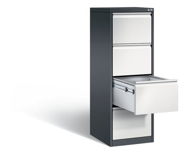 C+P Hängeregistraturschrank Acurado, H1357xB433xT590mm, Farbe: Schwarzgrau / Lichtgrau, Griffleiste, 12434-311 S10006