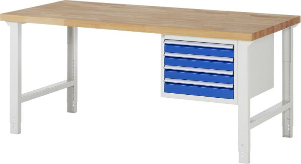 RAU Werkbank Serie 7000 - Modell 7133, B2000 x T900 x H790-1140 mm, Systemunterbau B2000 x T850 x H750-1100 mm, 03-7133A1-209B4H.11