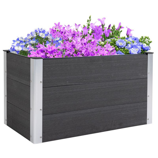 Outsunny Hochbeet Aluminium, Pflanzbeet, Frühbeet, Gartenbeet Blumenkasten wetterfest, ohne Boden, 845-227V01