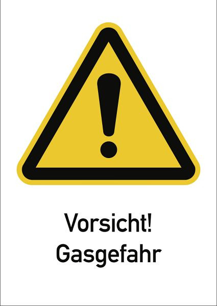 Moedel Vorsicht! Gasgefahr, ISO 7010, Kombischild, Folie, 131x185 mm, 108154